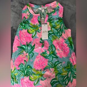 NWT Lilly Pulitzer S Small Essie Pink Green Blue Ibiza Pineapple top shirt new